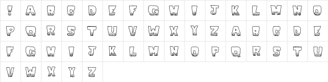 KaBlooie Regular  glyph index