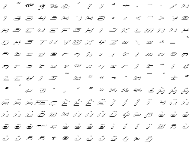 Concielian 3D 3D  glyph index