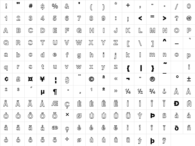 URWAccidaliaBucOutDMed Regular  glyph index