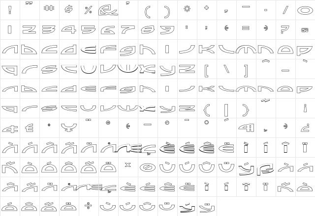 Sampler Italic  glyph index