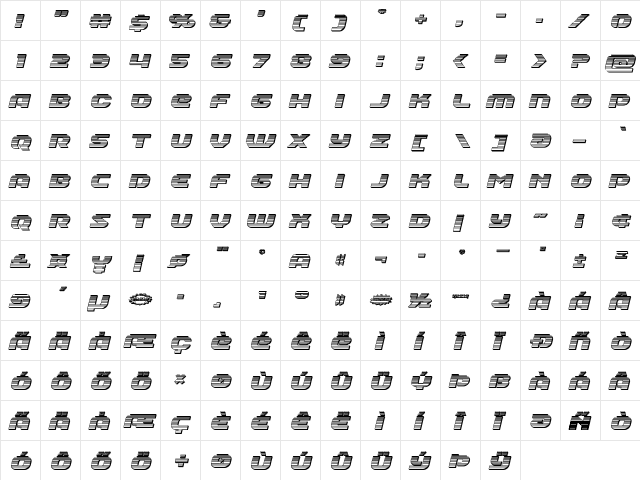 Annapolis Chrome Italic Italic  glyph index