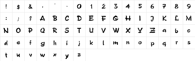 Hutton Regular  glyph index