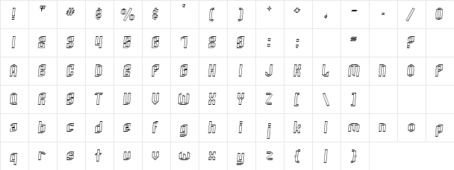Outaaliner Regular  glyph index