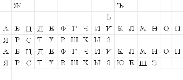 Selma 1 Regular  glyph index