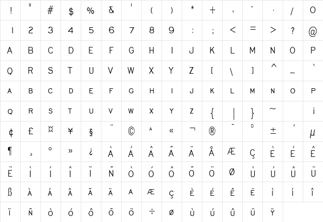 Chisel Thin Normal  glyph index