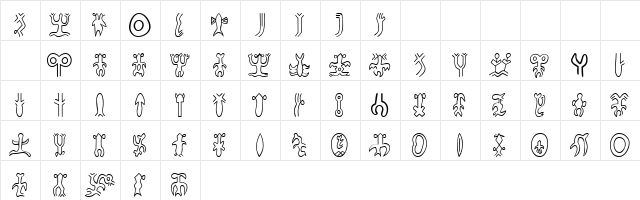 101! Easter Island I Regular  glyph index