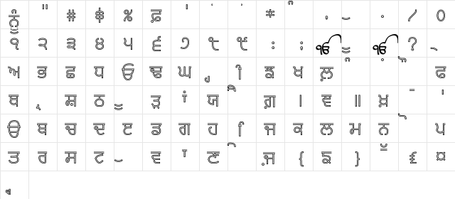 Bulara Hollow Medium  glyph index