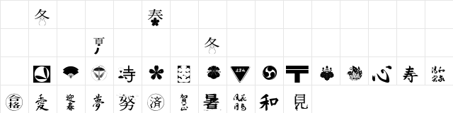 101! Japanese SymbolZ Regular  glyph index