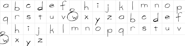 vargas Regular  glyph index
