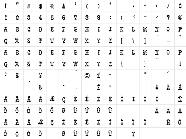 Ringmaster Normal  glyph index