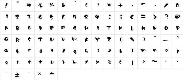 YAKITORI Regular  glyph index