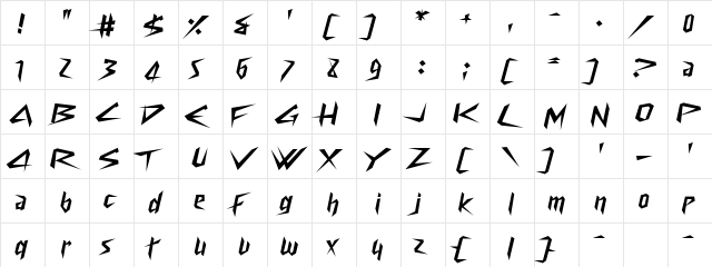 Cyberway Riders Regular  glyph index