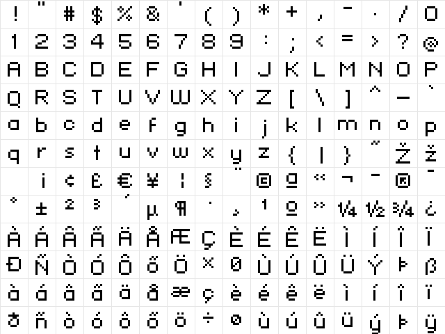 standard 07_53 Regular  glyph index