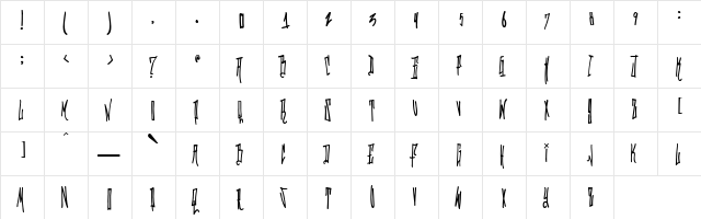 Grafitik Riot Regular  glyph index