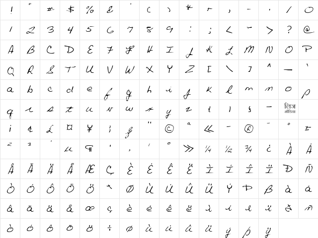 LEHN019 Regular  glyph index