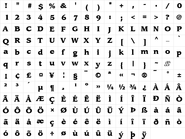 Advisor Black SSi Black  glyph index