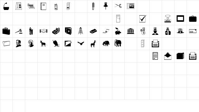 DexisDingbatsSevenSSK Regular  glyph index