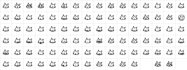 Ca face  glyph index