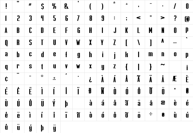 Capicola Sansish Regular  glyph index