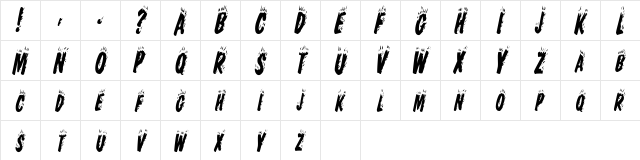 HellfireCondensed Italic  glyph index
