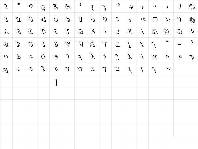 Samspade 1 Regular  glyph index