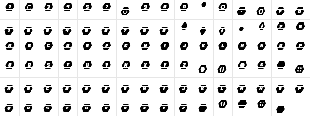 HeXkEy Solid Laser Italic Regular  glyph index