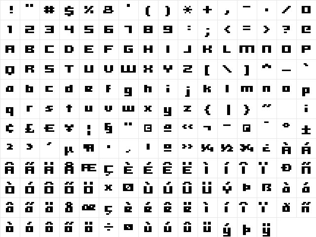 hooge 05_64 Regular  glyph index