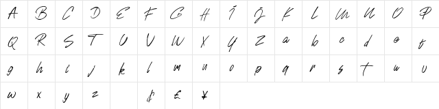 Johnson Rock Regular  glyph index