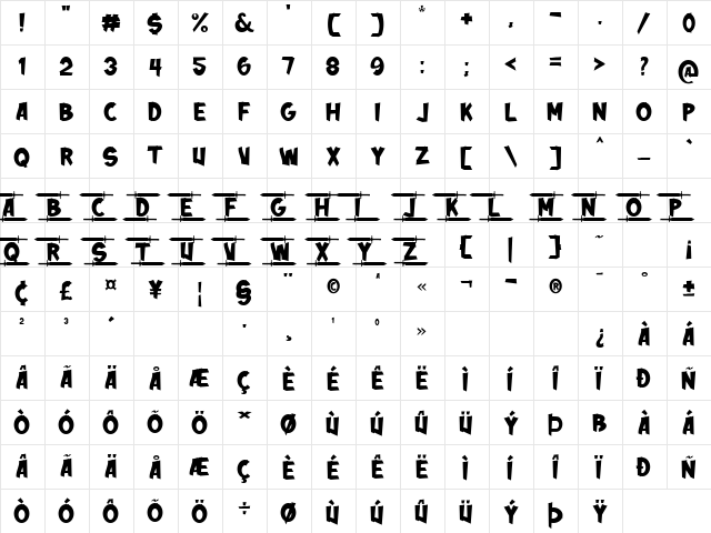 Thorn Blade Regular  glyph index