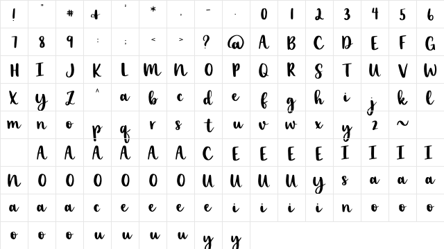 Lexi Regular  glyph index
