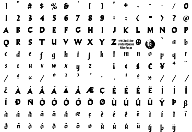 Lapis Lazuli Bold Regular  glyph index