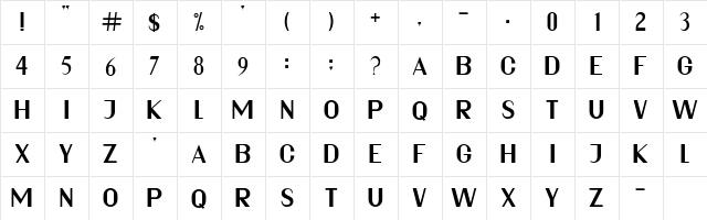 ALYSHEN Regular  glyph index