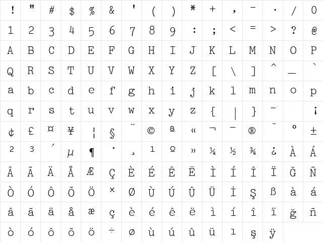 00538 Regular  glyph index