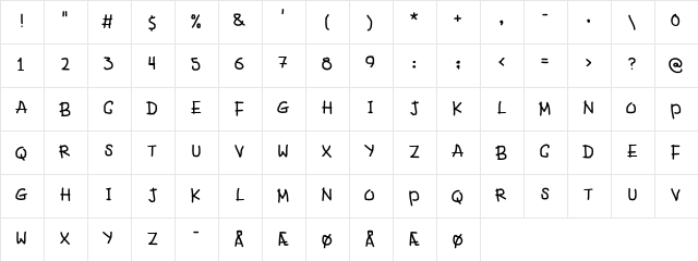 Fancy Footwork Regular  glyph index