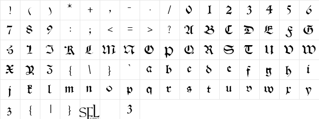 Theodoric Regular  glyph index