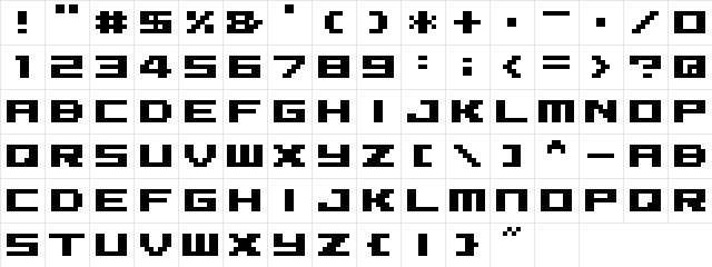 04b_09 Regular  glyph index