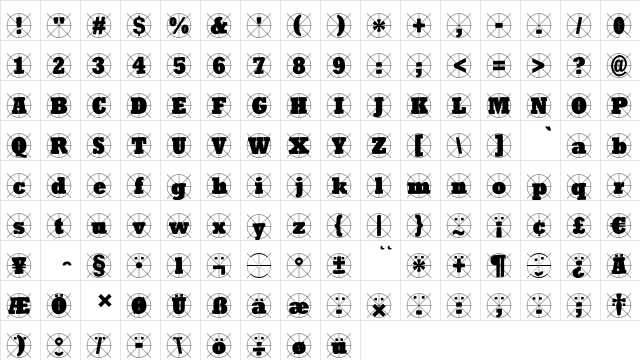 WindyCityCaps Regular  glyph index