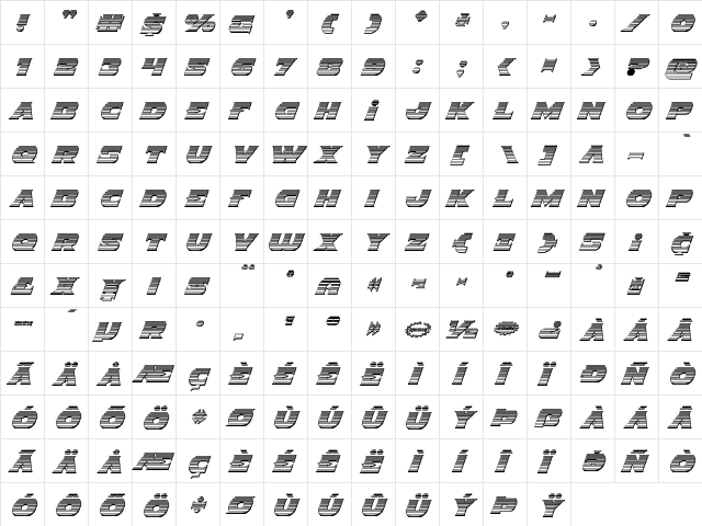 Indigo Demon Chrome Italic Italic  glyph index