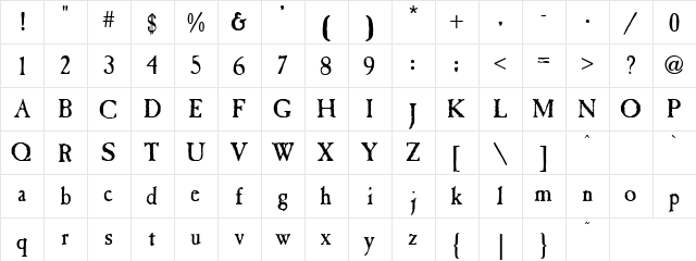 JADE Regular  glyph index