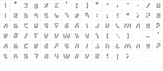 Beam Rider 3D 3D  glyph index