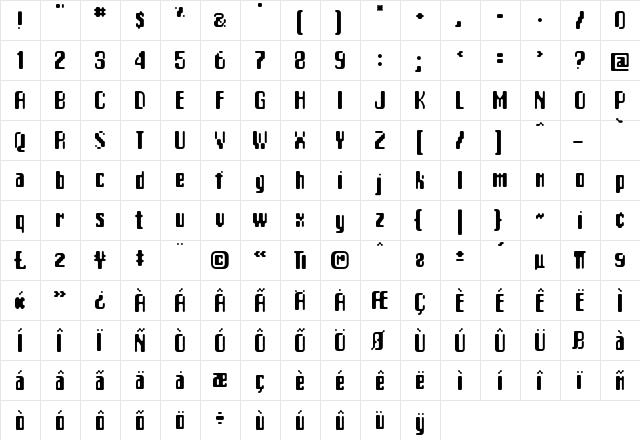 Matica Supernormal  glyph index