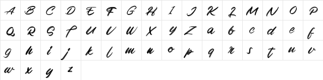Regad FREE Regular  glyph index