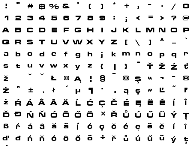 font346 Regular  glyph index