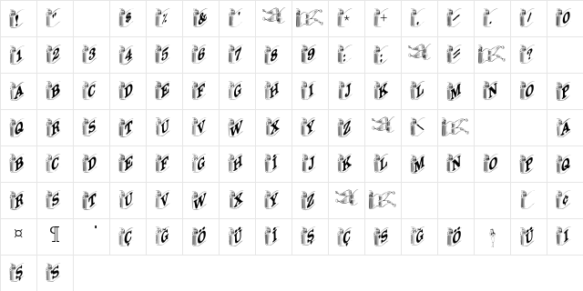 Davys Ribbons Plain  glyph index