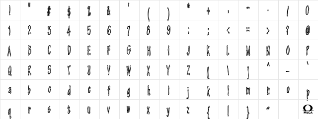 Androganonamous Regular  glyph index
