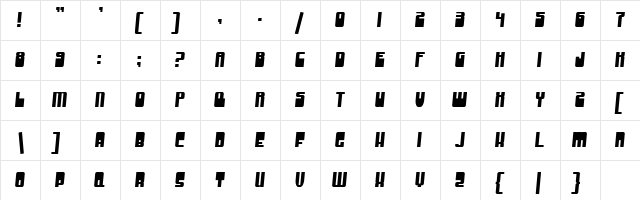 Groove Machine Regular  glyph index