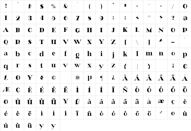 Bellmoco Handcola Regular  glyph index