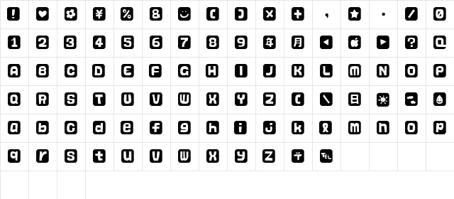 hanko Regular  glyph index