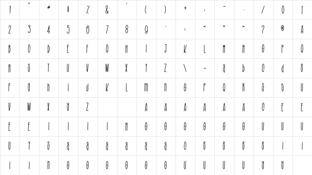 BROUGHT THE STYLE Regular  glyph index