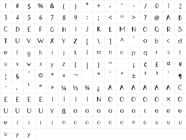 Prickly Cactus Regular  glyph index